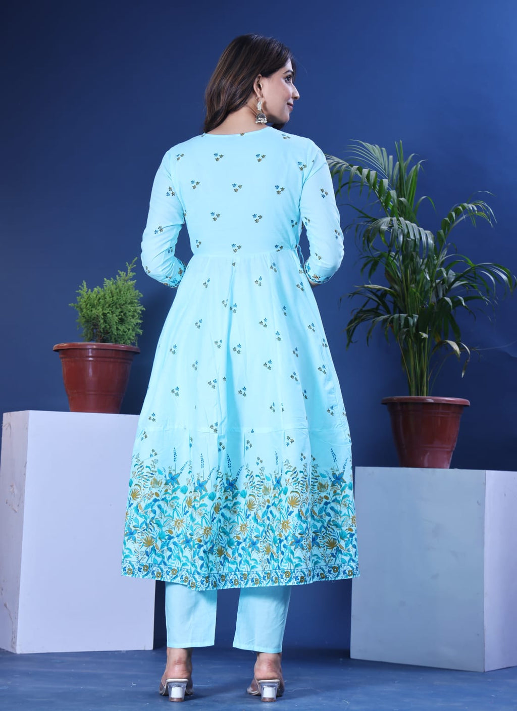 Sky blue jaipuri three piece
