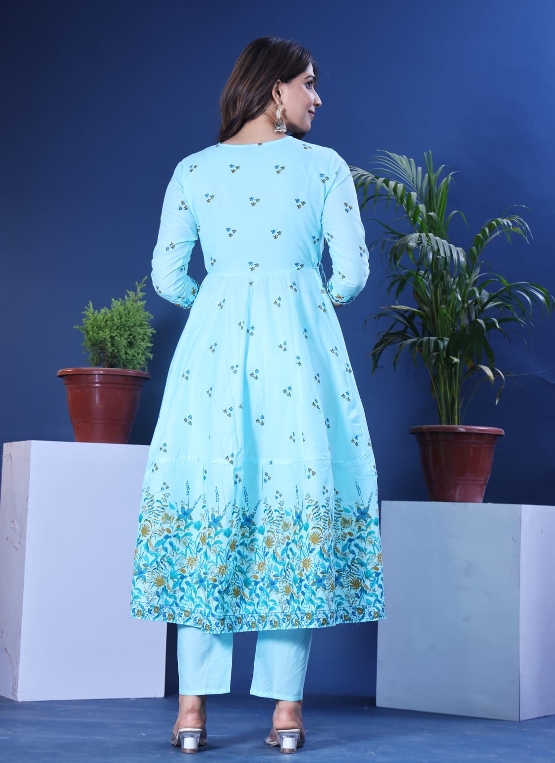 Sky blue jaipuri three piece