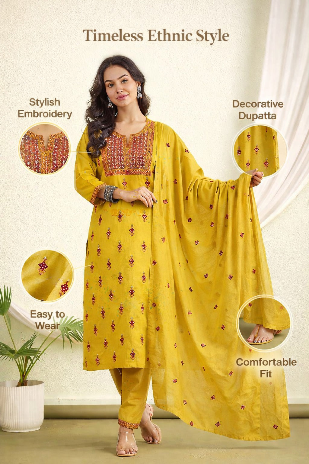 Yellow ajarakh suit set