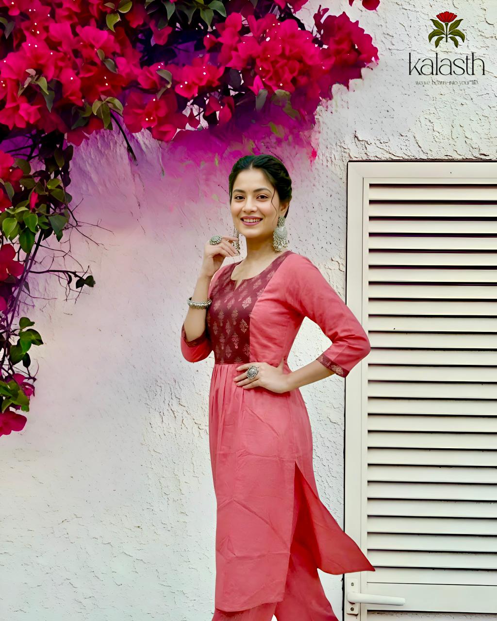 Peach kurti set